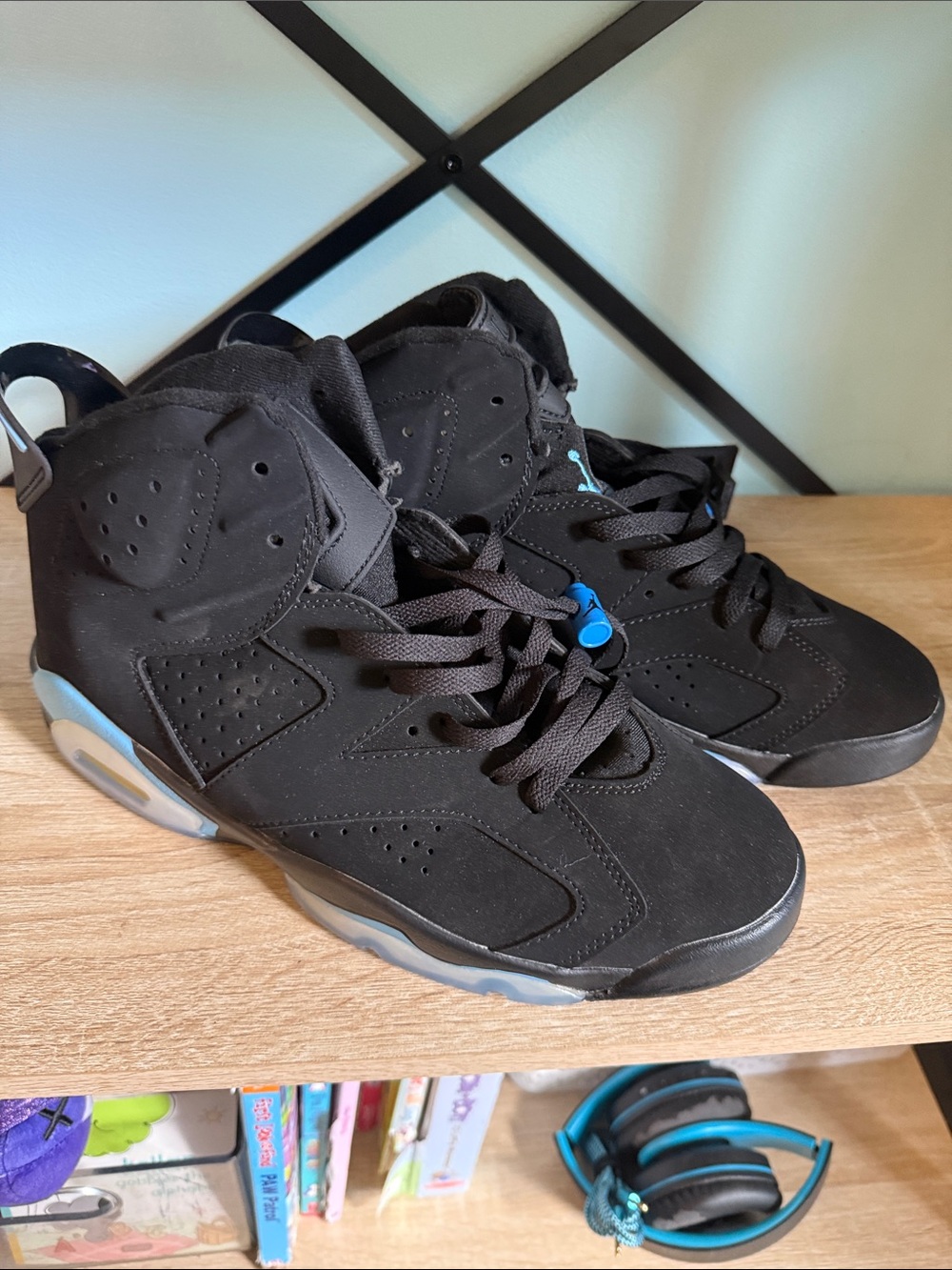 Nike Black High-Top Sneakers with Light Blue Accents